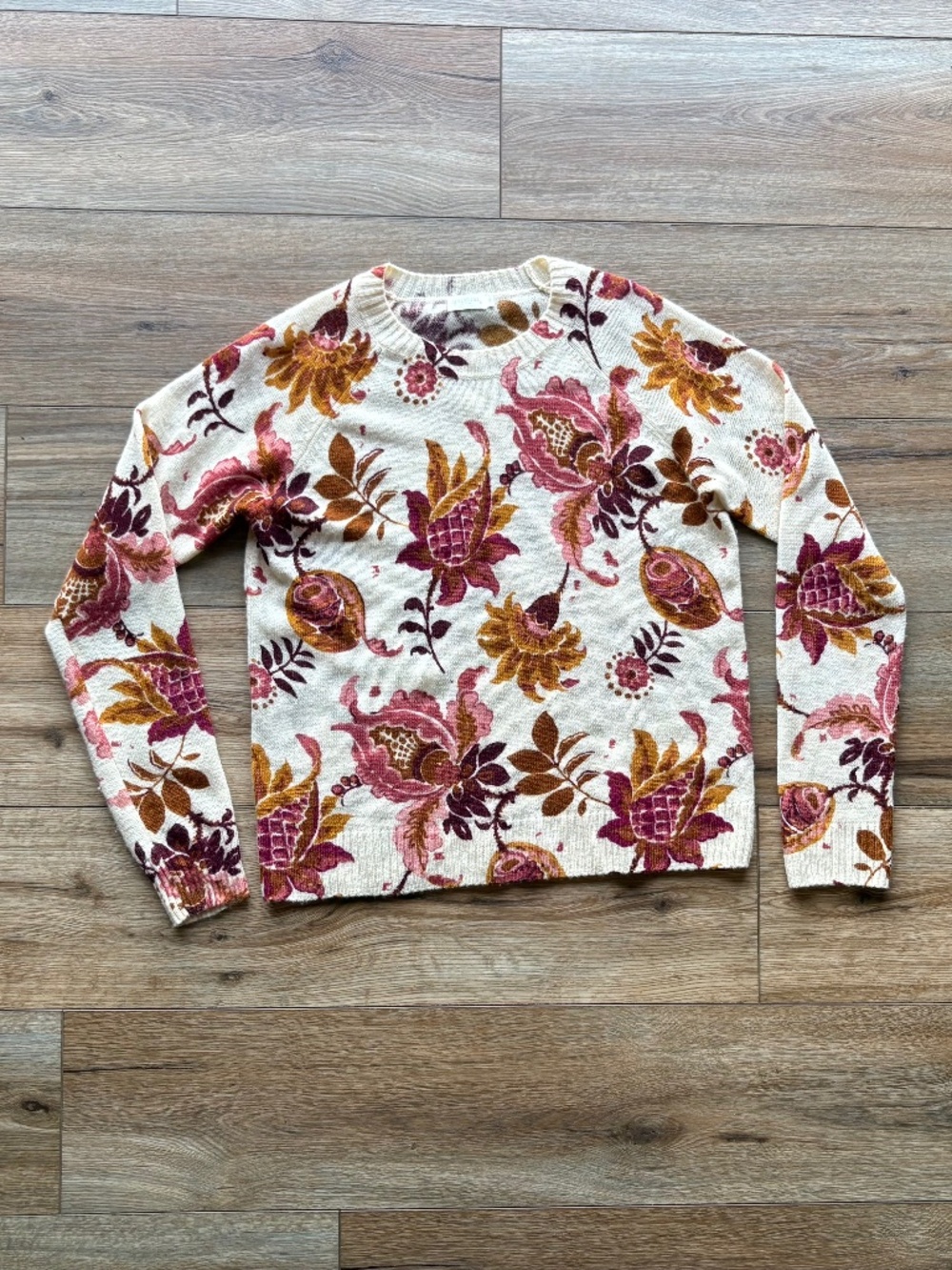 Spartina 449 Fall Floral Paisley Crewneck Sweater Extra Soft Size Small